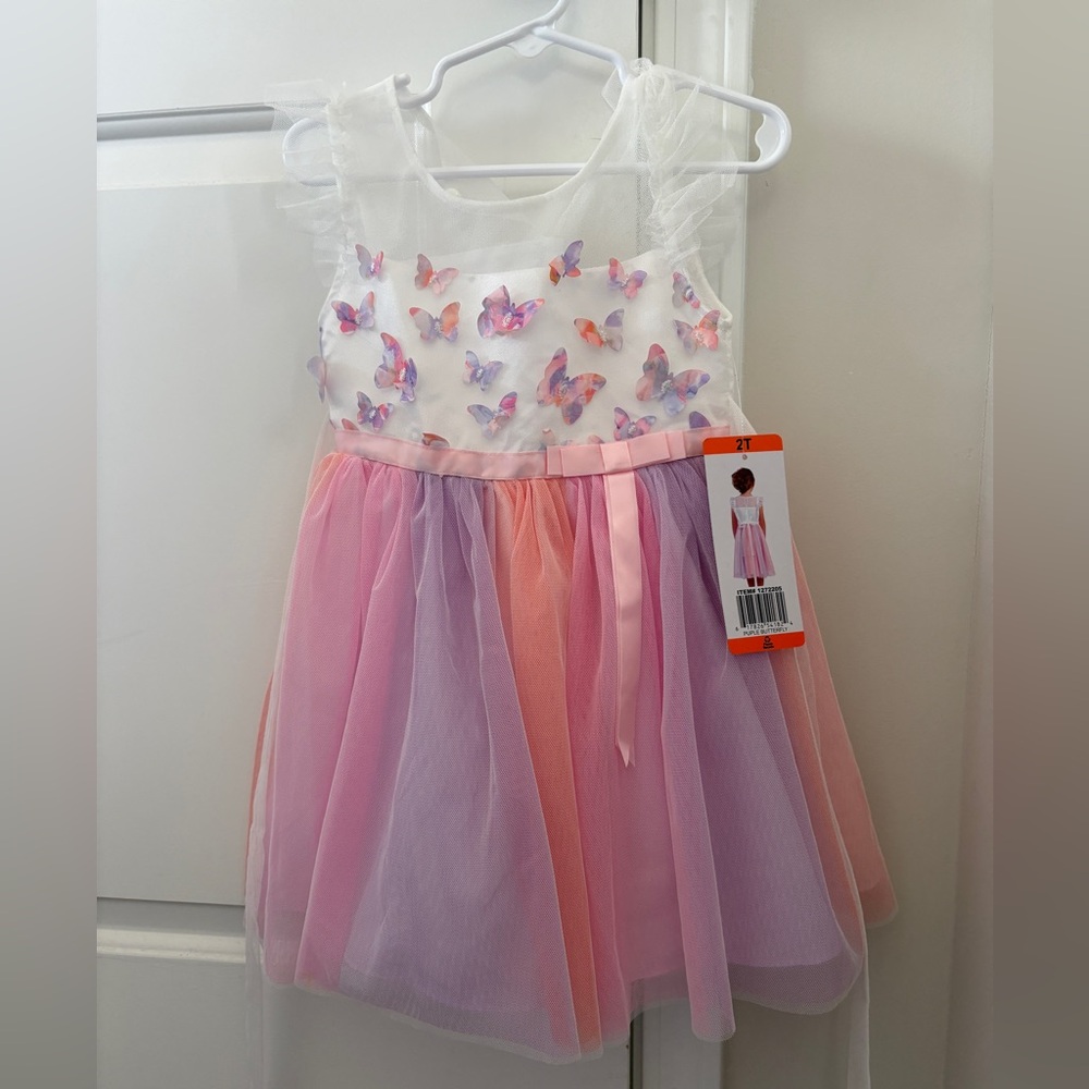 Jona Michelle Girls Pink and Purple Butterfly Dress Size 2T NWT